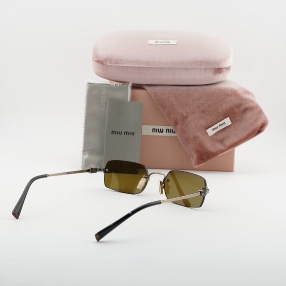 Miu Miu MUB50S 26C09Z Rectangle Sunglasses – Gold/Dark Brown main image 9